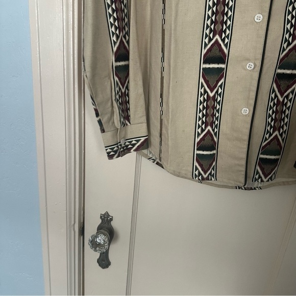 Panhandle Slim Shirt Vintage Western Aztec Brown & Tan Button Up Cotton Size XL - Picture 5 of 11